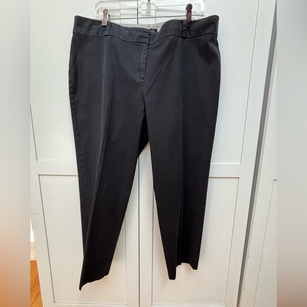 Talbots Signature Cropped Pants Size 16 Black Mid-Rise Straight Flat